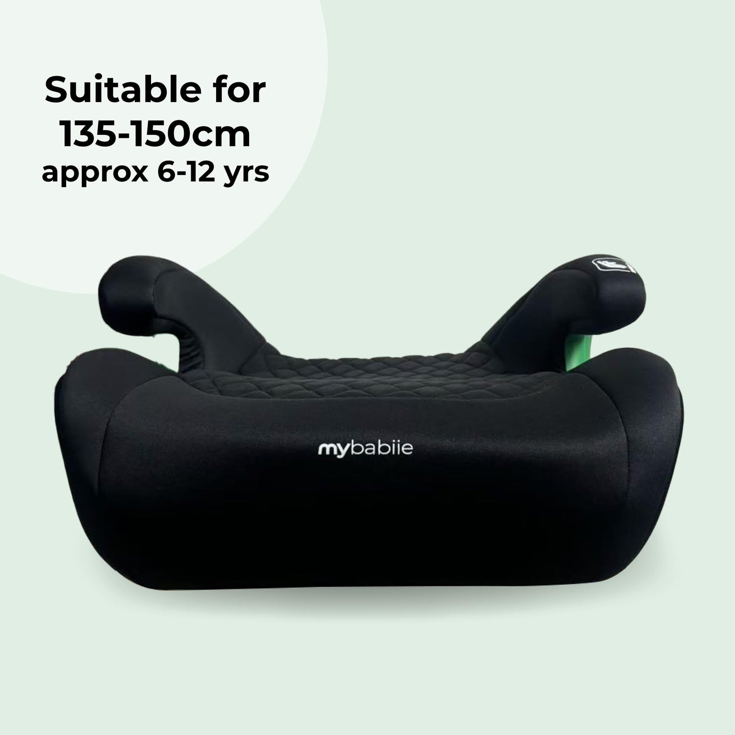 My Babiie MBCSB25 Child Booster Seat - ISOFIX, R129 i-Size 125-150cm (Group 3, 6 to 12 Years Approx.) Portable Kids Car Seat, Comfortable, Compact, Lightweight, Ideal for Travel - Quilted Black