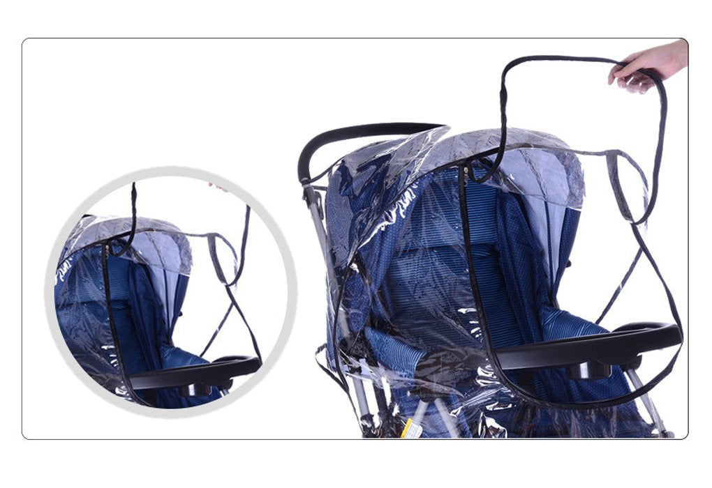 Universal Stroller Rain Cover for Pushchair Buggy Pram Baby Travel Weather Shield Rainproof Dustproof Windproof Rain Cover with Canopy and Zipper Door