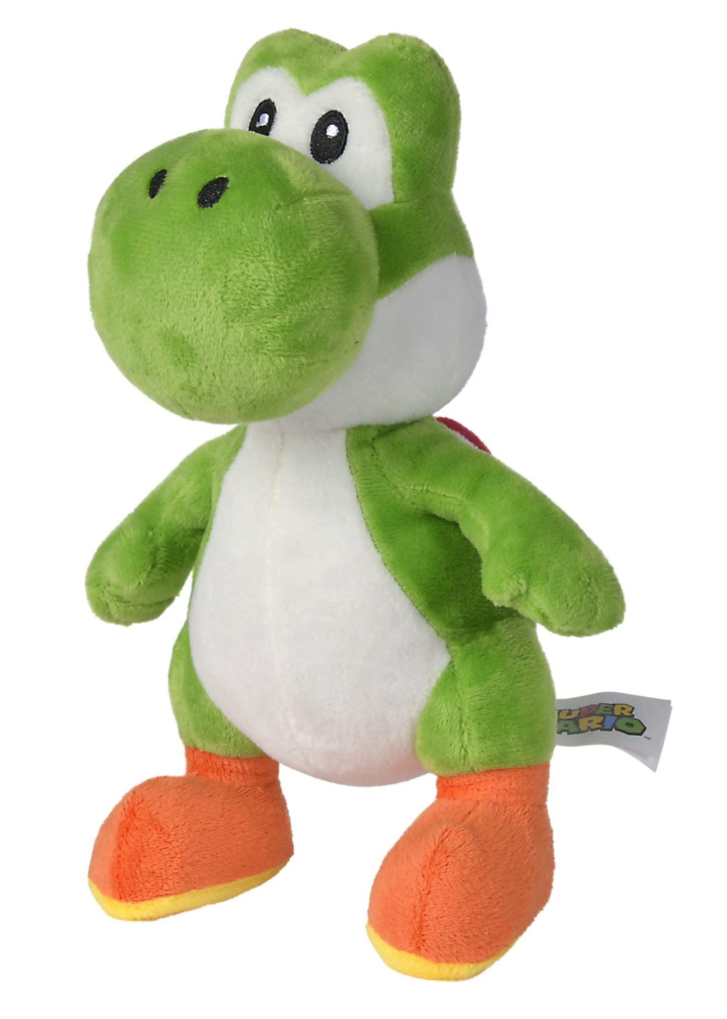 Super Mario Yoshi plush toy, 20 cm, soft green and white fabric with embroidered eyes and smile, perfect for fans and collectors