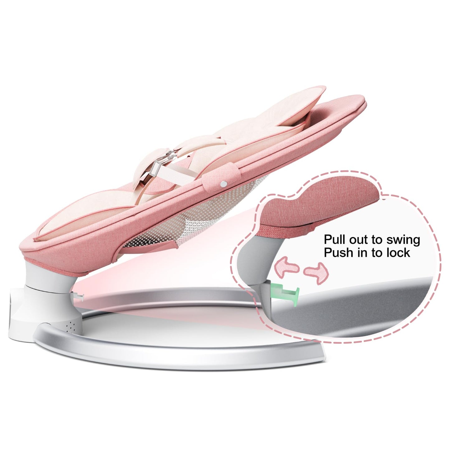 Aoykkii Electric Baby Bouncer Chair with Mobile App Control,Remote Control and IMD Touch Panel,Electric Baby Swing with 5 Swing Amplitudes 3-Stage Timer,Soft Padded Lamb Newborn Bouncer (Pink)