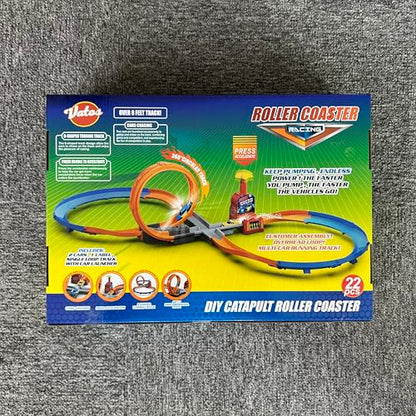 VATOS Slot Car Racing Track Set for 5-7 Years Boys - Manual Acceleration Kids Slot Machine Racing Track with 360 Degree Track,Diy Catapult Roller Coaster 3 4 5 6 7 8 9 10 Boys Girls