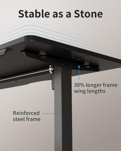 FEZIBO Electric Standing Desk For Gaming 100 * 60 cm Heigh Adjustable Stand up Table with digital display controller, Sit Stand Home Office Desk with Splice Board, Dark Black Frame/Dark Black Top