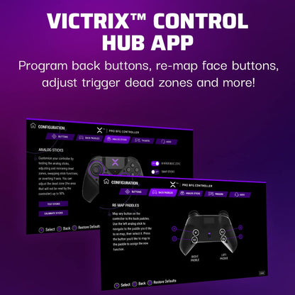 Wireless Victrix ProCon BFG controller for PS5, PS4, and PC with ergonomic design and dual analog sticks, branded by PDP.