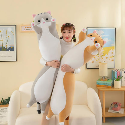 Long Cat Plush Pillow, Cute Stuffed Animal Kitten Soft Huggable Toy for Kids and Adults, 1pcs, 50cm/Grey
