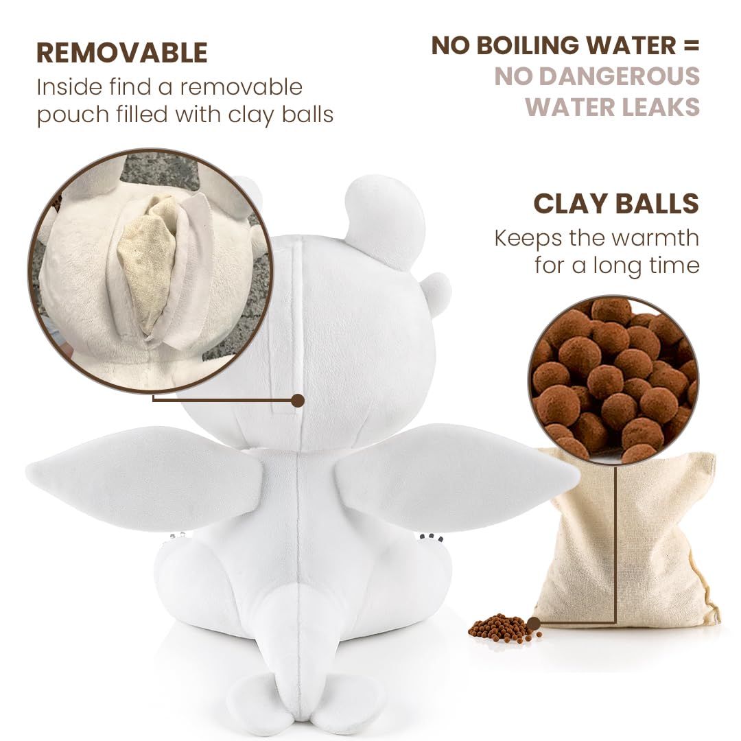 BIOSYNEX - Dragons Heatable Plushies – Microwave Warm Cuddle Toy with Removable Clay Bead Pouch - Gentle and Comforting Warmth - Machine Washable and Safe from Birth (Light Fury)