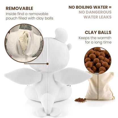 BIOSYNEX - Dragons Heatable Plushies – Microwave Warm Cuddle Toy with Removable Clay Bead Pouch - Gentle and Comforting Warmth - Machine Washable and Safe from Birth (Light Fury)