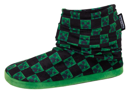 Minecraft Boys Slipper Boots Kids Creeper Gamer Fleece Lined Slippers for Gamers House Shoes Black/Green 6 UK