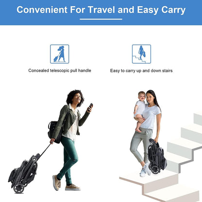 Wheelive Lightweight Baby Stroller, One Hand Easy Fold Compact Travel Pushchair with Cup Holder & Oversize Basket, Sleep Shade - Infant Buggy for Airplane Travel and More