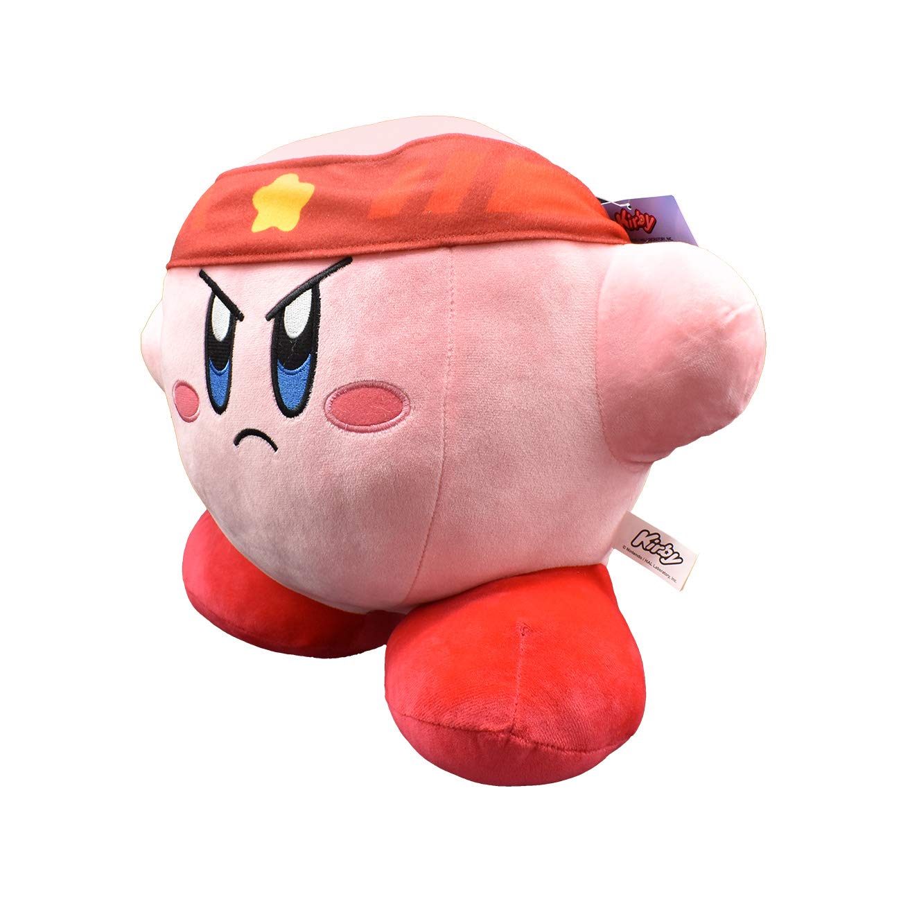 Soft plush Kirby 12-inch Mega Plush Fighter pillow by Just Toys LLC, featuring colorful, jumbo Nintendo-licensed character for kids and collectors.