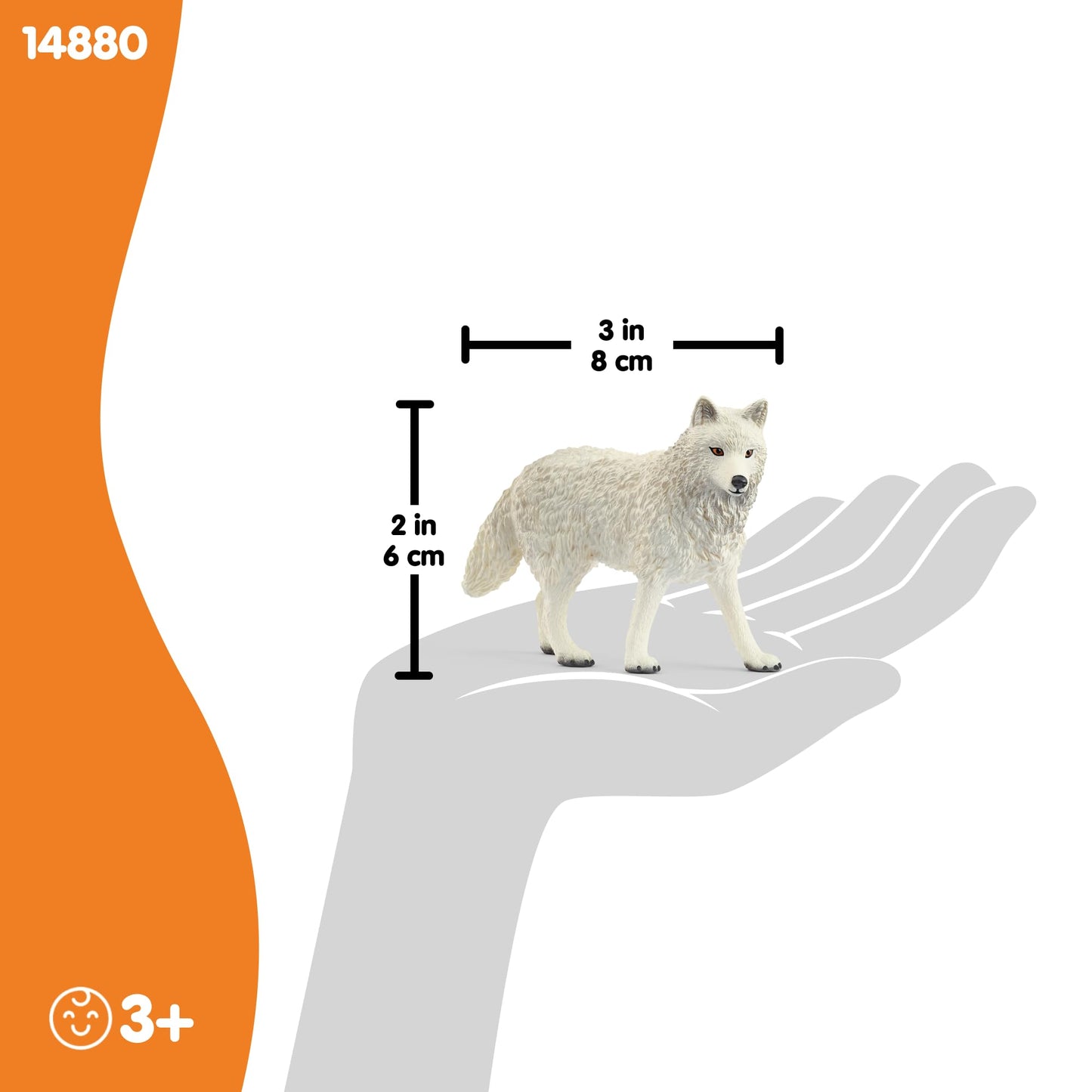 SCHLEICH Wild Life - 3" Arctic Wolf Toy Figurine. Realistic Hand-Painted Hard Animal Toys for Boys and Girls. Durable Educational Wolf Figure for Imaginative Play. Kids and Toddlers Ages 3+ 14880