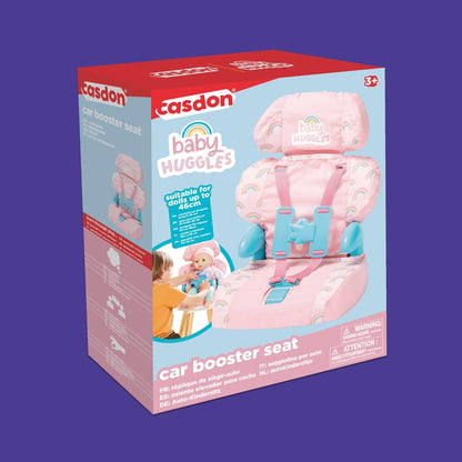 Casdon Baby Huggles Toys. Pink Booster Seat. Car Seat For Dolls with Adjustable Headrest and Buckles. Fits Dolls Sizes Up to 35cm. Suitable for Preschool Toys. Playset for Children Aged 3+