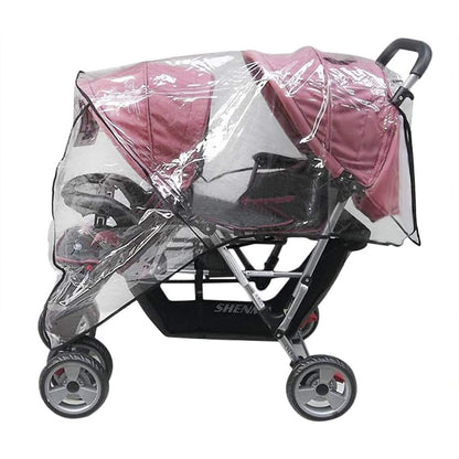 Universal Tandem Stroller Raincover Twins Strollers Double Pushchairs rain Cover for Pram Buggy Rainproof Dustproof Windproof Rain Cover with Canopy and Zipper Door