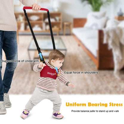 Vicloon hand-held baby walker and toddler walking assistant with child harness and protective belt for safe learning and walking support