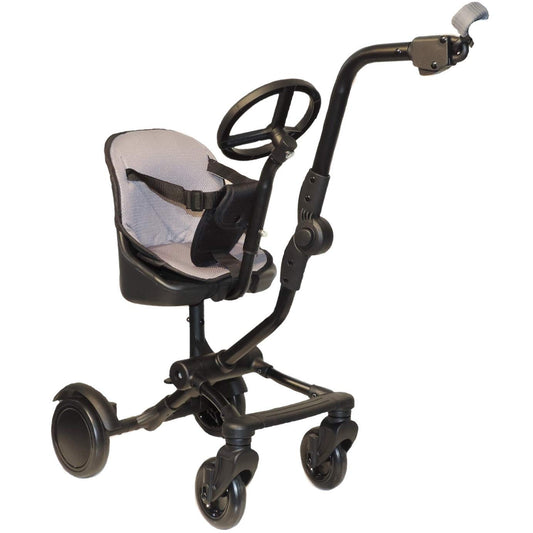 Roma Uptown 4 Wheel Toddler Seat & Steering Wheel, Universal Buggy Board with Seat, Side Attachment for Pushchairs & Buggies, Supports Up to 25kg, Eliminates Double Pram Need