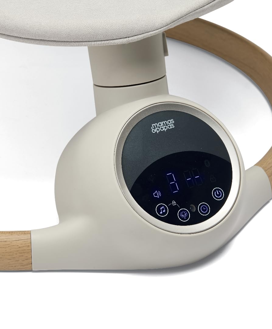Mamas & Papas Alto Smart Baby Swing, Touchscreen, Multi Speed, Melodies, Bluetooth and Remote Control - Cashmere