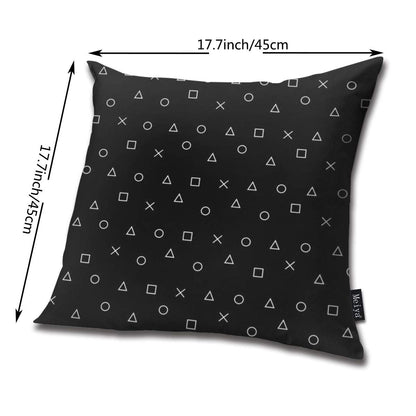 Black gaming pattern PlayStation controller symbols decorative throw pillow cover, Cocoal-ltd 18x18 inch cushion for home or car use
