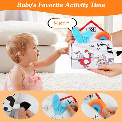 HOTUT Baby Toys Baby Books 0-6 Months, Sensory Books for Babies Touch and Feel Soft Books,Baby Crinkle Books, Touch Feel Activity Soft Book Infants Toys for 0 3 6 12 Months Boy Girl Shower Gifts