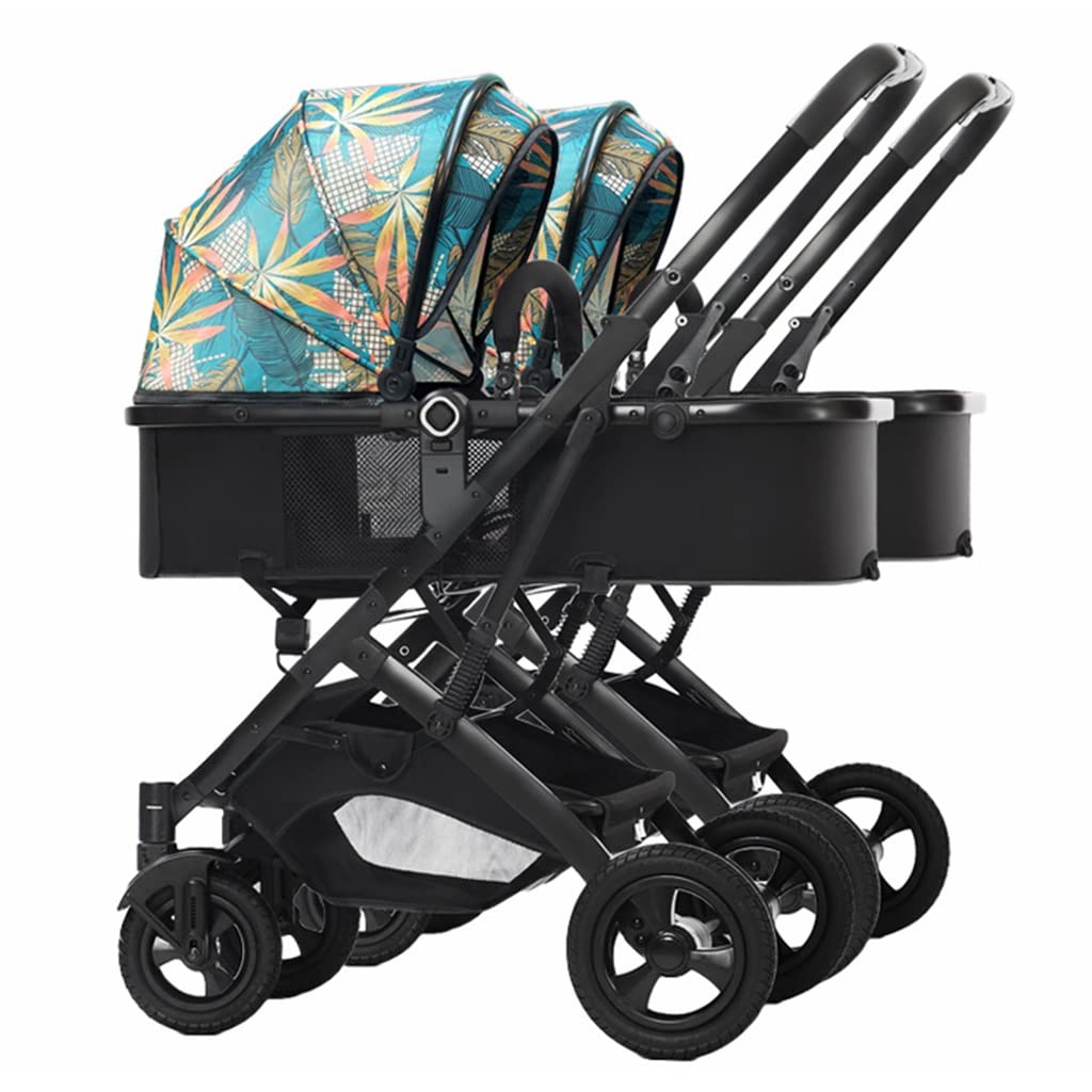 Double Baby Newborn Stroller - Twins Stroller for Infant and Toddler - Detachable Carriage with Mosquito Net - Gray A Color - Portable Folding Pram Trolley - Pack of 1 - Lightweight and Convenient