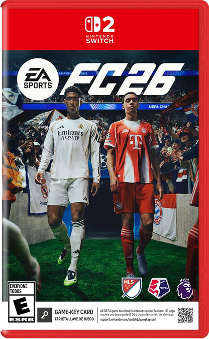 EA SPORTS FC 26 Nintendo Switch game case featuring colorful cover art for Electronic Arts' soccer video game.
