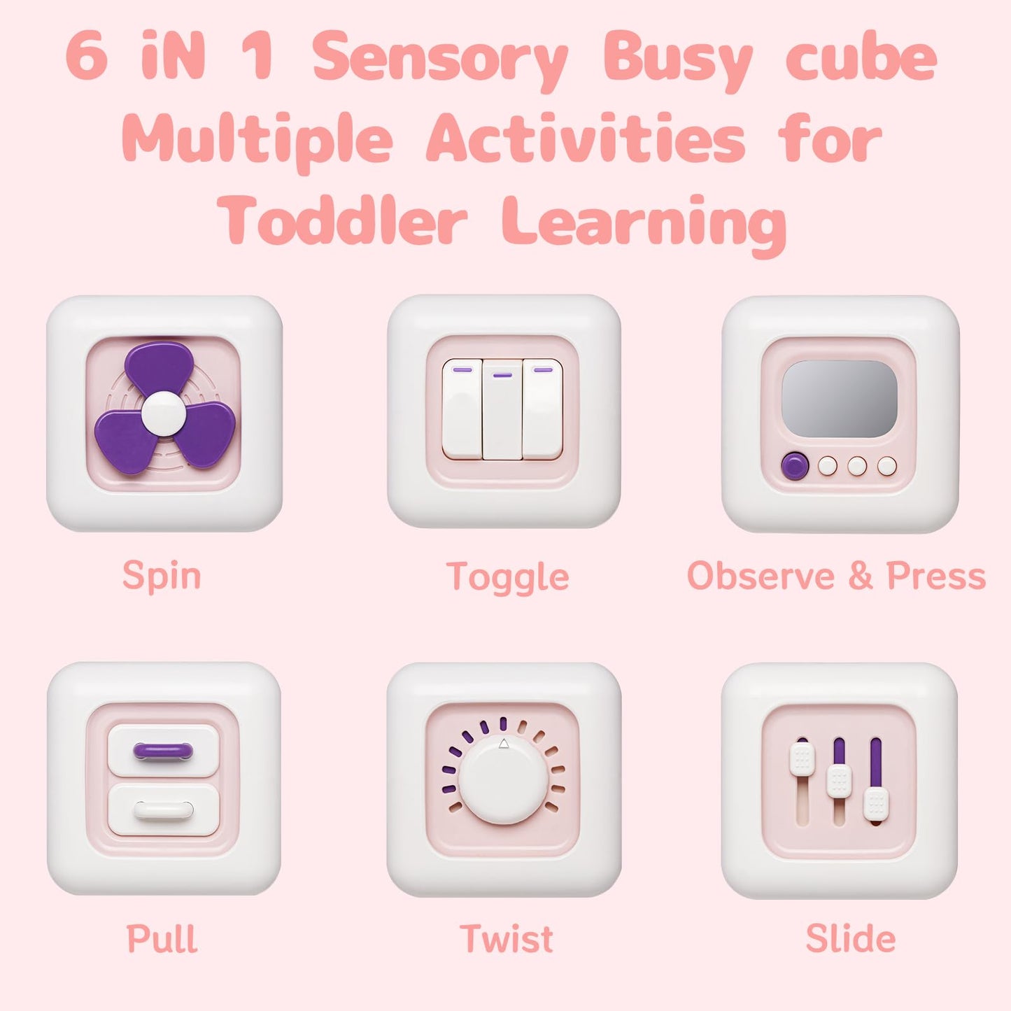 lerrbo Activity Cube Baby Toys for 1 Year Old Girl Gifts, Montessori Toys for Baby Girl, Travel Sensory Cube for Toddlers 1-3, Learning Fine Motor Skills,1st Birthday Gifts for 12 Months+