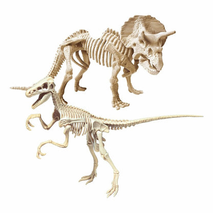 Clementoni - 19289 - Jurassic World - Dino Kit 2 In 1 Triceratop + Velociraptor - Science Kit For Kids 6 Years, Excavation Kit Toy, Realistic Dinosaur, Excavate And Assemble Fossils