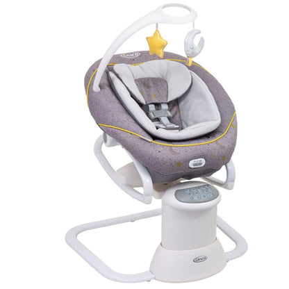 Graco All Ways Soother 2-in-1 baby swing and portable rocker with vibration and adjustable swing speed, Stargazer pattern.
