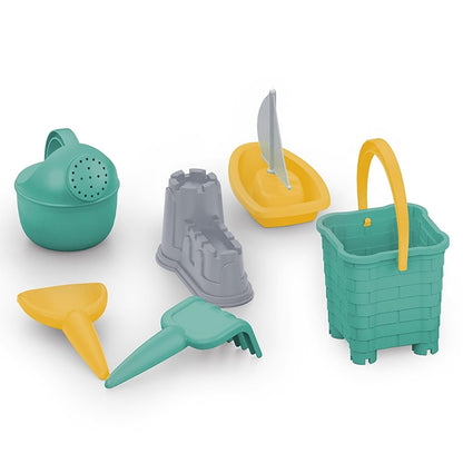 DOLU 3-in-1 sand and water play table for children, featuring a white and grey design with a garden activity tray and sandbox.