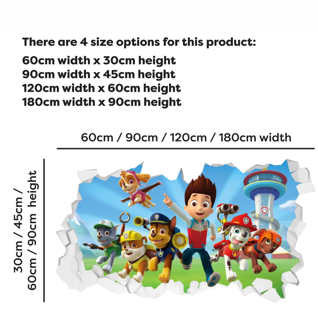 Paw Patrol Group Broken Wall With Ryder Wall Sticker (60cm Width x 30cm Height)