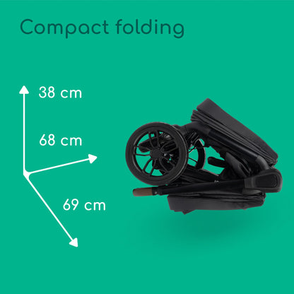 Bebeconfort Helios, Double Pram from Birth, 0-4 Years, 0-22kg, 2 Face-to-face Seats, Large All-Terrain Wheels, Compact Folding, Trolley on Wheels, Protective Canopy, Mineral Graphite