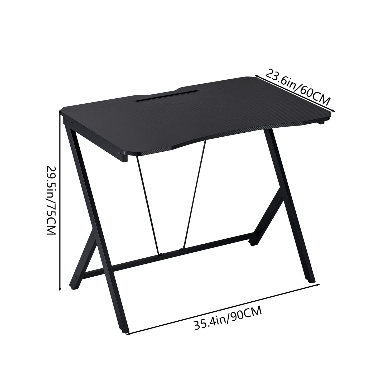 DEILALY 90 CM Width Gaming Desk Carbon Fiber Surface Gamer Table Computer Gamer Desk with Monitor Shelf Study Desk Work Station PC Table Carbon Steel Leg Corner