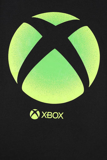 Xbox official men's and boys' black cotton gaming short pyjama set for ages 6-7, featuring gaming-themed design.