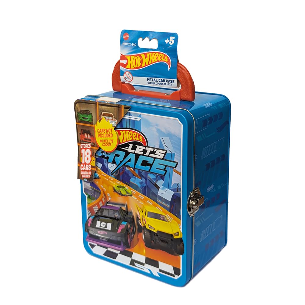 Hot Wheels 1:64 Scale cars Metal Car Carry Case I 18 Toy Storage & Organiser Gift for Collectors Kids Ages 3 Years Old Up 3D HW Race lid design (Cars not included)
