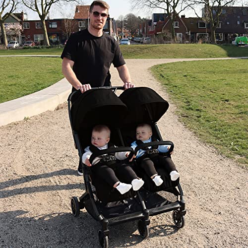 Deryan Rolo X2 2-in-1 pushchair and buggy in black, compact foldable design suitable for birth to 4 years, with 44 kg load capacity.