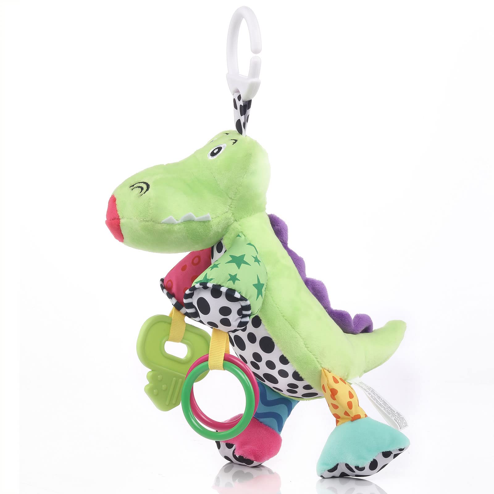 MEERO LONDON crocodile clip-on sensory toy with teether for newborns, suitable for prams and pushchairs, for boys and girls.
