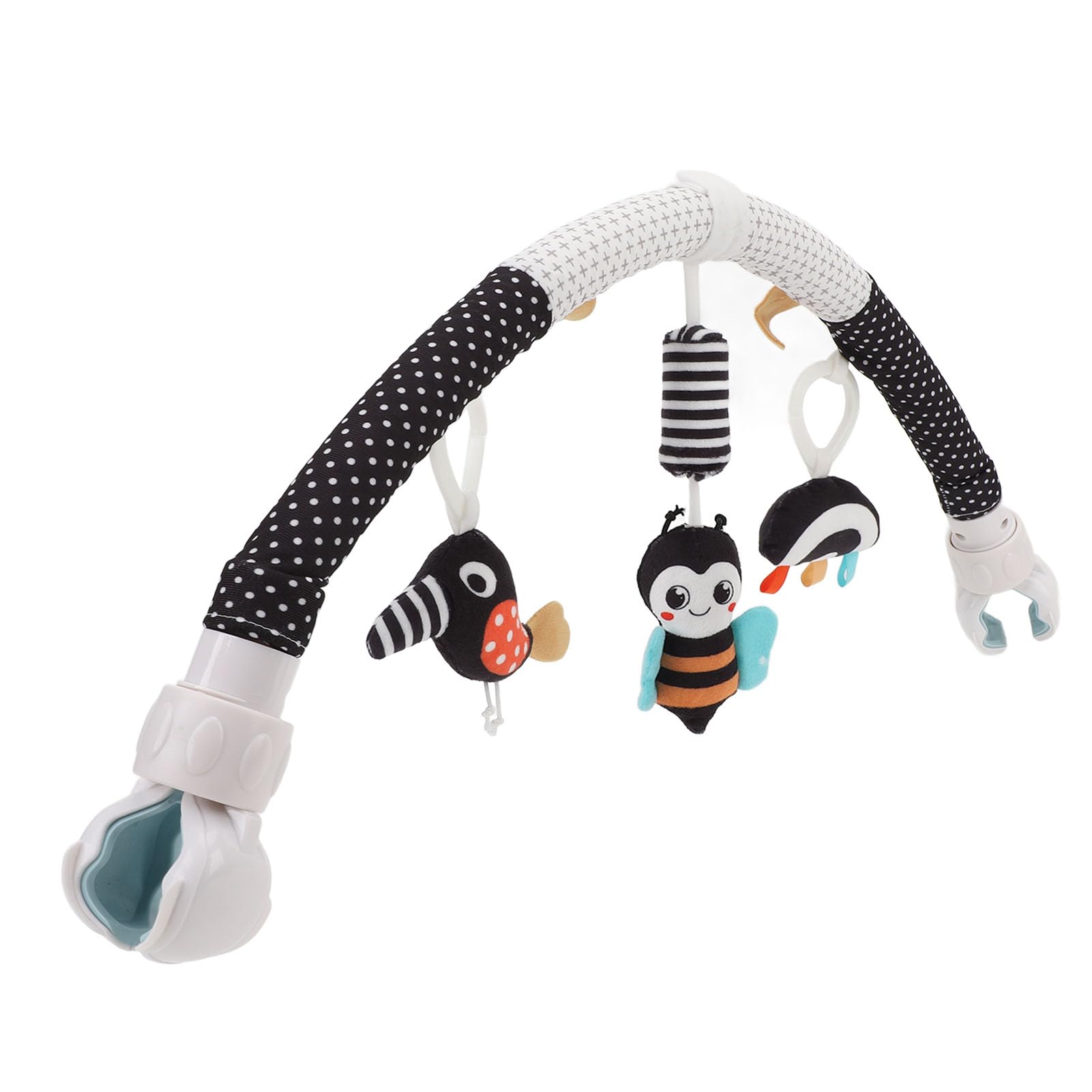 Pilipane honeybee clip-on plush baby toy for strollers and cribs, stimulating senses and developing motor skills with lightweight, safe design.