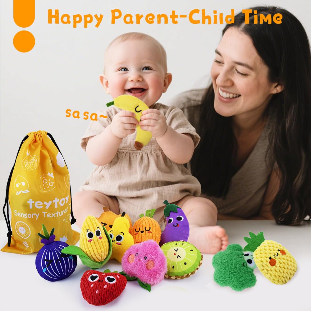 Set of 12 sensory bean bags for kids, textured Montessori tactile toys for autistic children and toddlers, promoting fine motor skills.
