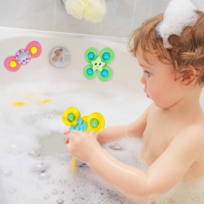 Vicloon Suction Cup Spinner Toys, 3PCS Baby Bath Spinners, Sensory Toys for Babies 18 Months Up (ocean)