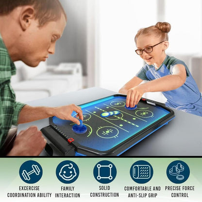 BONAFIDE Electronic Arcade Air Hockey, LED Championship Tabletop Set with 2 Puck, 2x Pushers or 1x Base unit