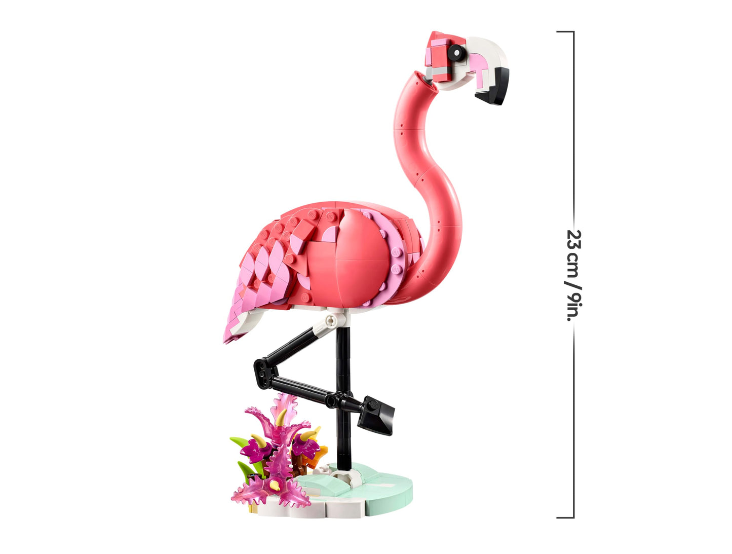 LEGO Creator 3in1 Wild Animals set featuring a pink flamingo, cockatoo parrot, and axolotl in vibrant colors.
