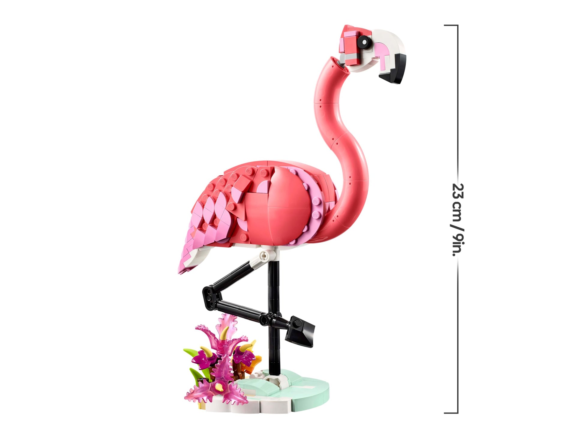LEGO Creator 3in1 Wild Animals set featuring a pink flamingo, cockatoo parrot, and axolotl in vibrant colors.