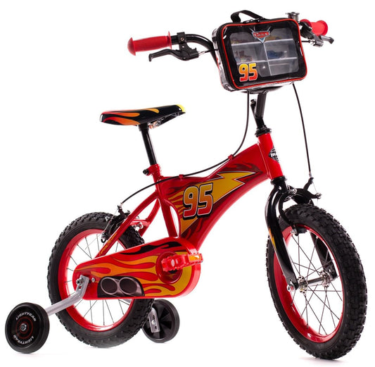 Huffy Disney Cars 14 inch Kids Bike + Stabilisers For Boys or Girls 4-6 Years - Lightning McQueen Styling, Red