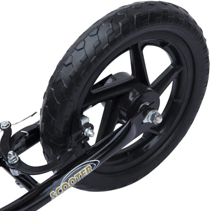 HOMCOM kids scooter with adjustable handlebar, 12" EVA tyres, and rear brake, suitable for ages 5-12, in black.