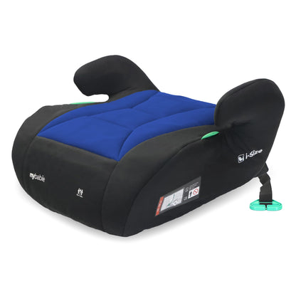 My Babiie Booster Lite R129 Car Seat - Lightweight at 1kg, Approx. 6-12 Years (125-150cm, 22-36kg), i-Size Backless Child Car Seat, Group 3, Compact, Portable, Ideal for Travel - Black & Blue