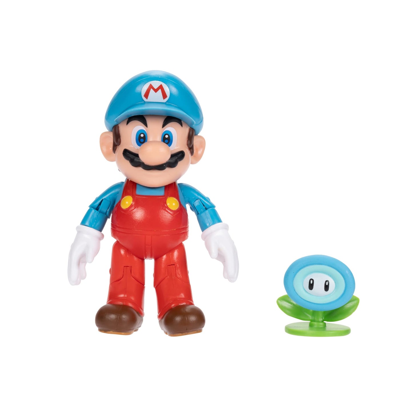 Super Mario Ice Mario action figure with flower accessory from JAKKS Pacific World of Nintendo, 4-inch size, detailed character figure.