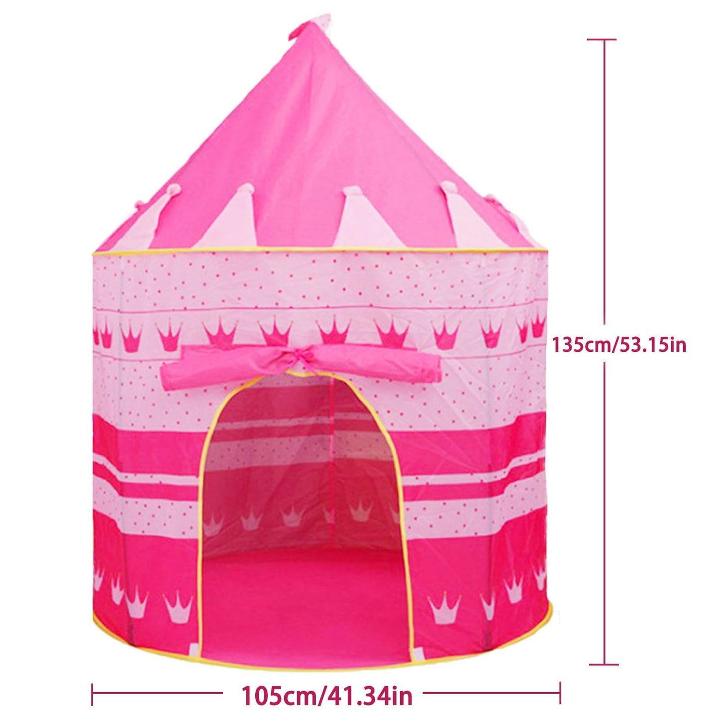 Pink Pop Up Princess Castle Teepee Tent by ZQuintuplian, portable indoor/outdoor kids play tent with print cloth design.