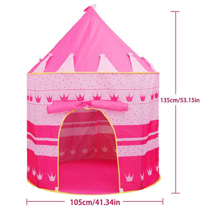 Pink Pop Up Princess Castle Teepee Tent by ZQuintuplian, portable indoor/outdoor kids play tent with print cloth design.
