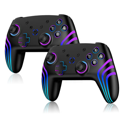 Riscvma 2pcs Controller for Switch/Switch 2/Lite/OLED/PC, Wireless Controller for Switch with 7 Color Changing RGB Lighting/Dual Vibration/6 Axis Gyroscope/Turbo, Ergonomic Precise Joystick