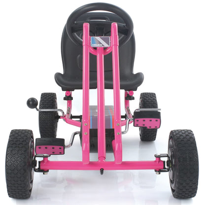 hauck Lightning, Pink - Go Kart for Kids Age 4 to 8 up to 50 kg, Girls & Boy Ride-On Race Car with Rubber Tyres, Adjustable Seat, Handbrake, Sturdy Steel Frame