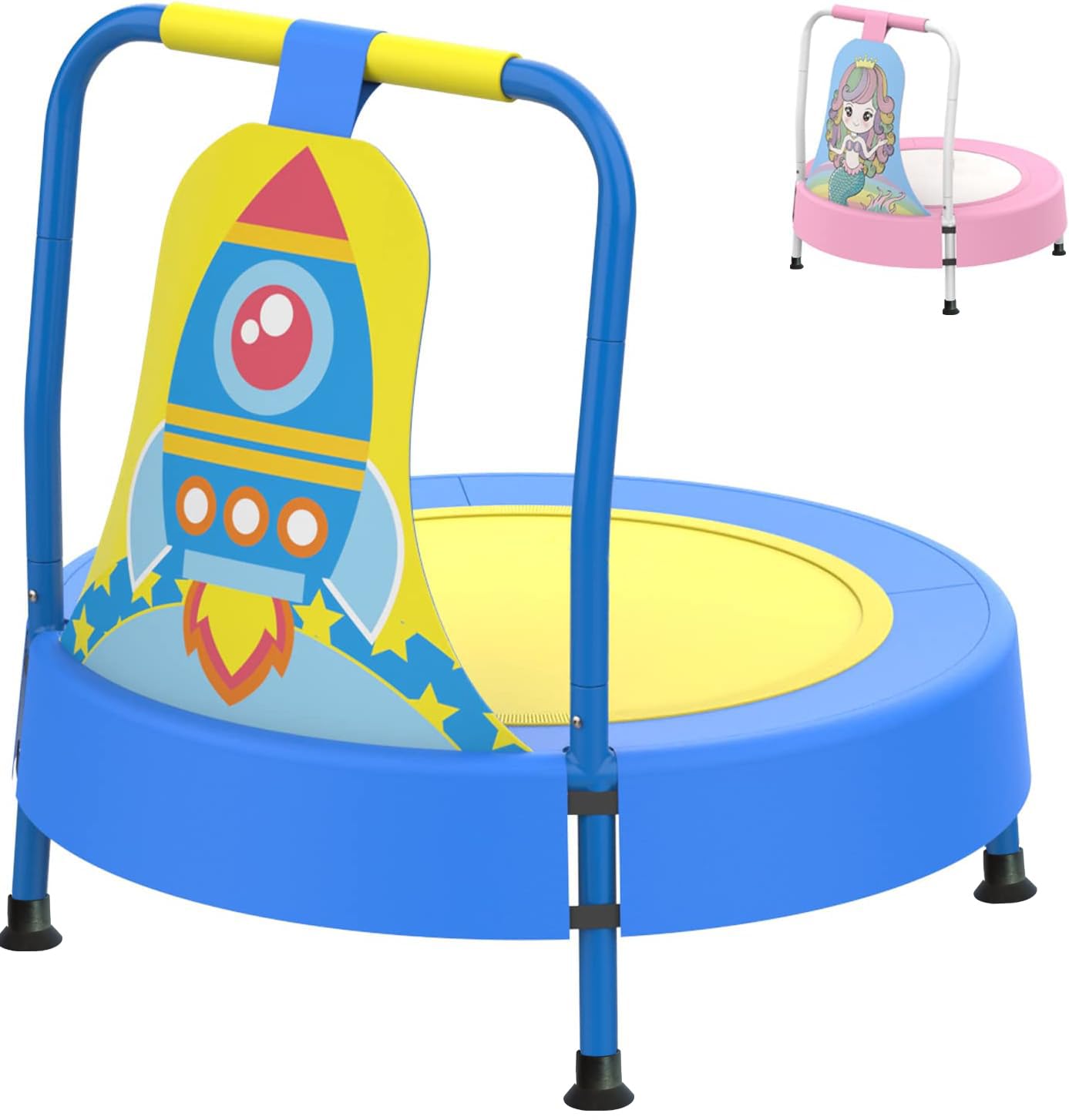CZCPARY Toodler Trampoline for Kids,Children's Trampoline with Handles,Suitable as Birthday Gift or Festive Present for Boys and Girls,Blue