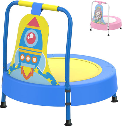 CZCPARY Toodler Trampoline for Kids,Children's Trampoline with Handles,Suitable as Birthday Gift or Festive Present for Boys and Girls,Blue